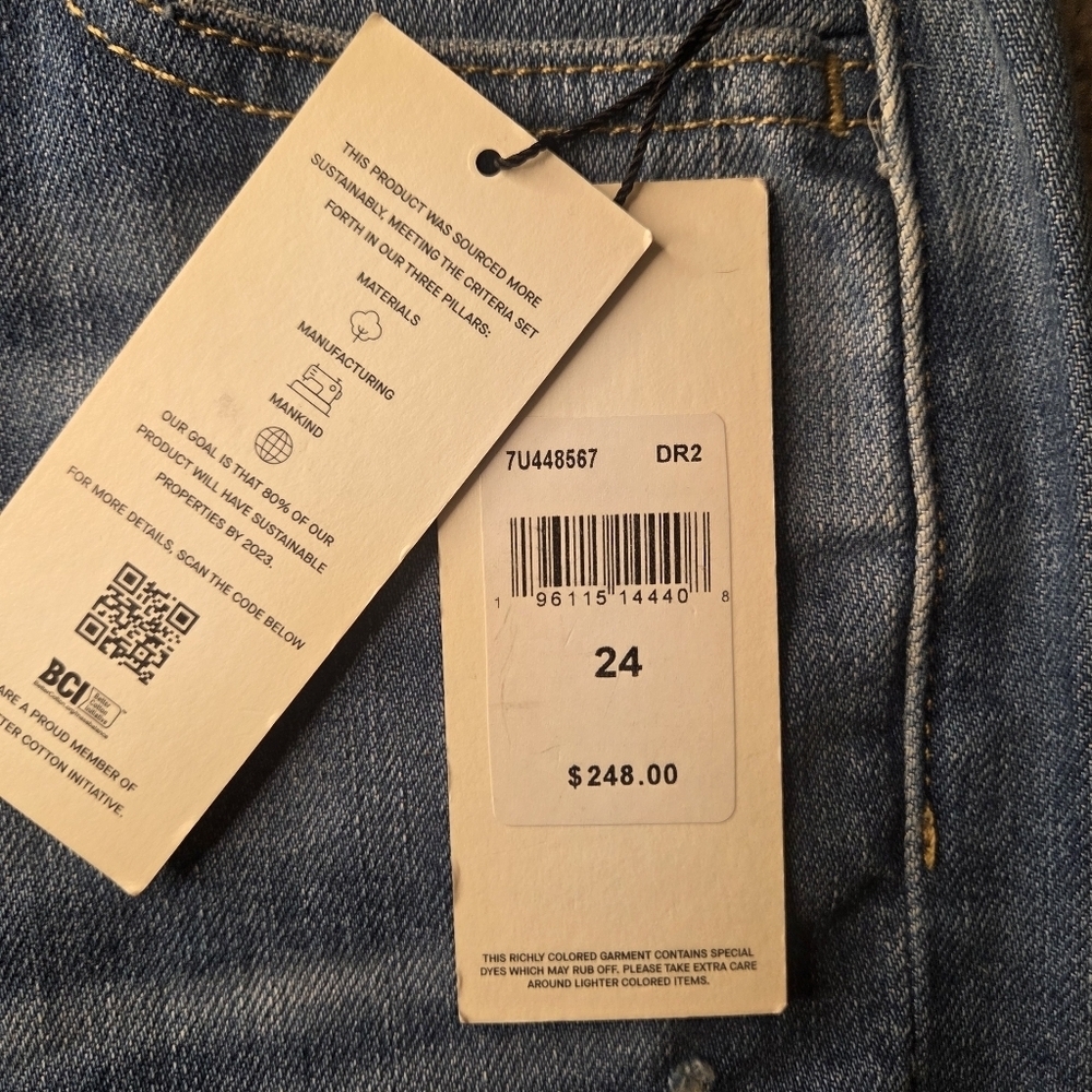 NWT 7 For All Mankind Easy Slim Jeans – Floral Print Back Detail – Size 24 - Picture 7 of 9